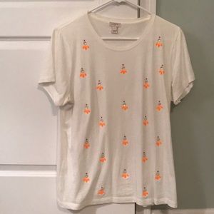 Ivory & Orange Embellished Tee